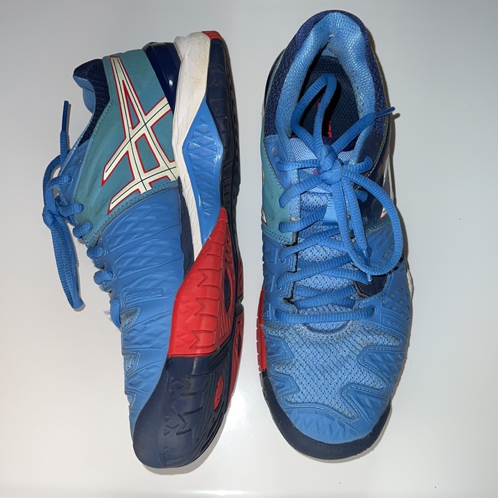 ASICS Gel Resolution Tennis Shoes - Blue and Red - Women’s 7.5